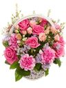 Cesto di fiori freschi toni del rosa e lilla